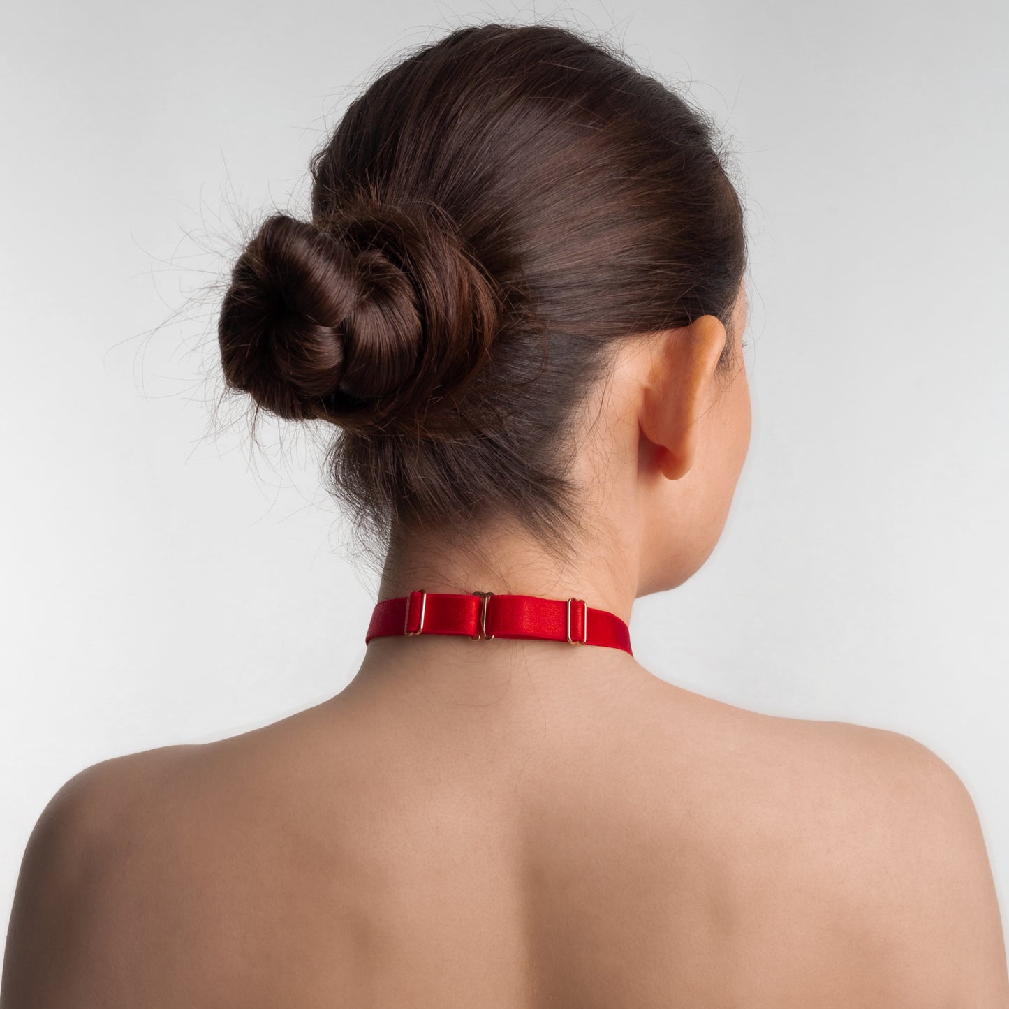 CANDYMISHKA Neck Collar With Ribbons "Iris" Red