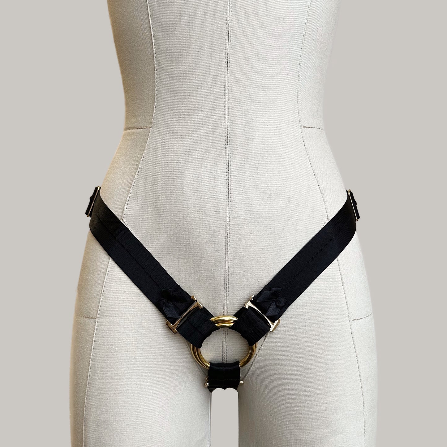 Cora Adjustable Thong Strap On Harness Black