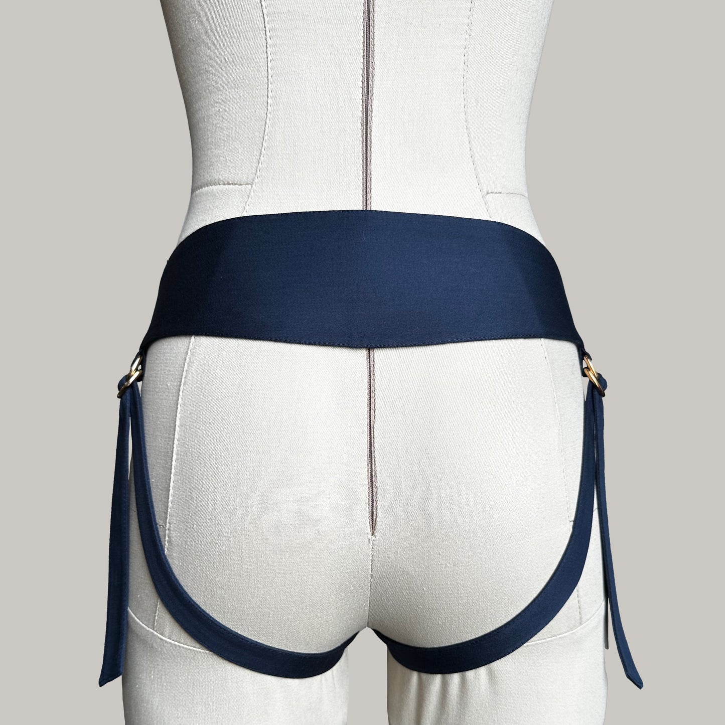 Classic Velcro Mid Rise Strap On Harness (Navy Blue)