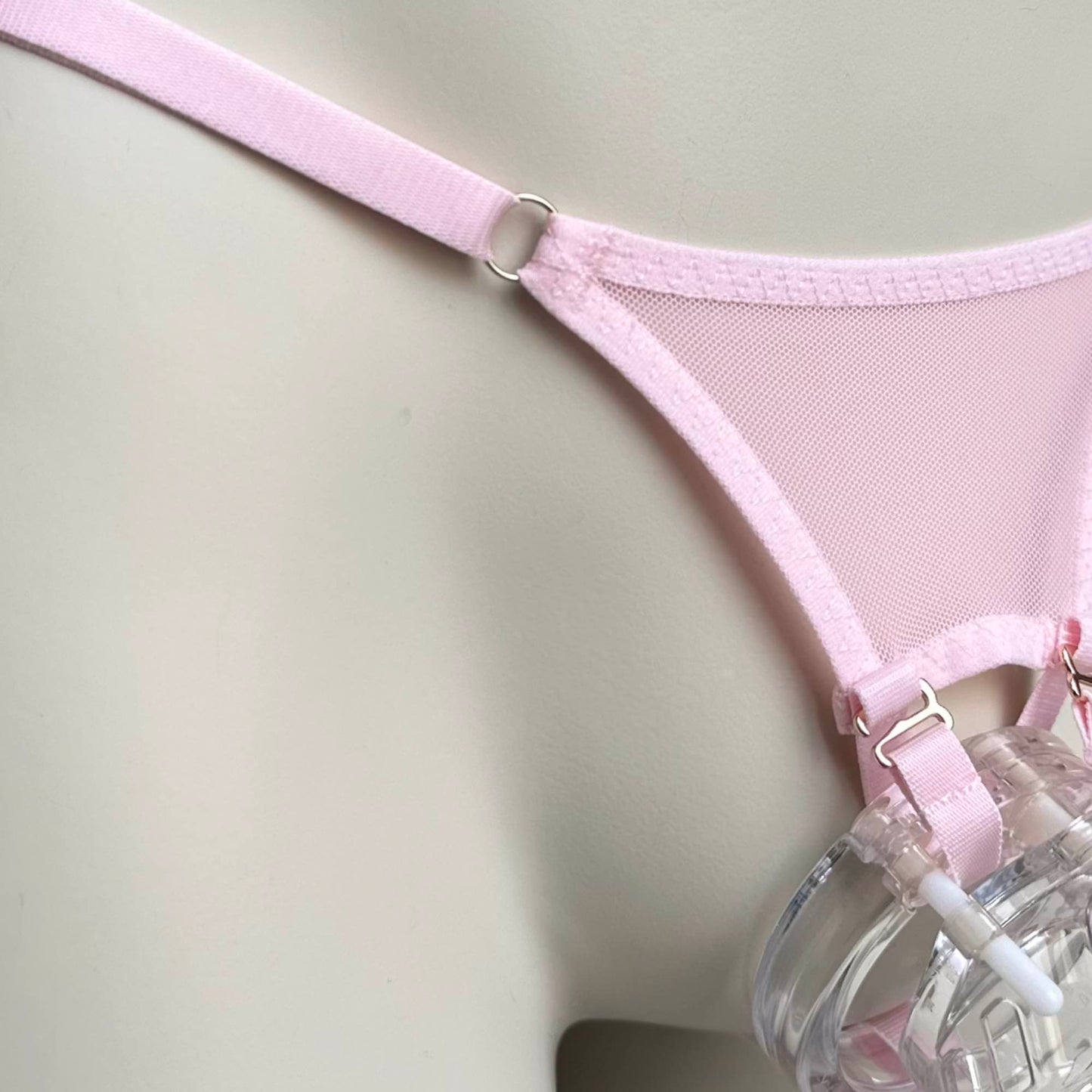 Male Mesh Chastity Cage Support Thong (Pink)