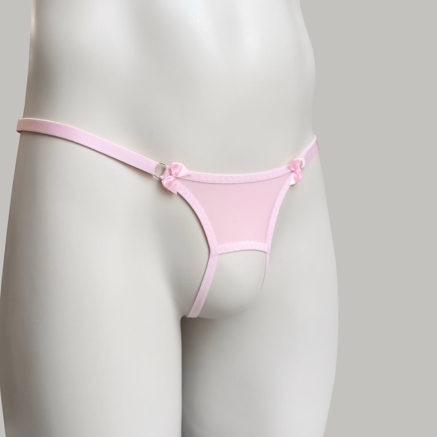 Crotchless Mesh Panties with bows (Pink)