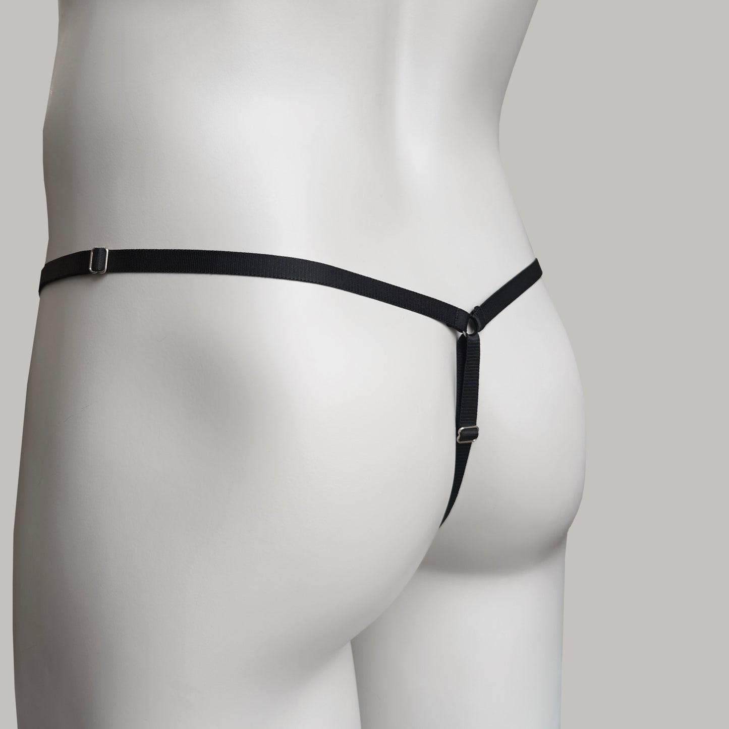 Crotchless Mesh Thong With Bows (Black)