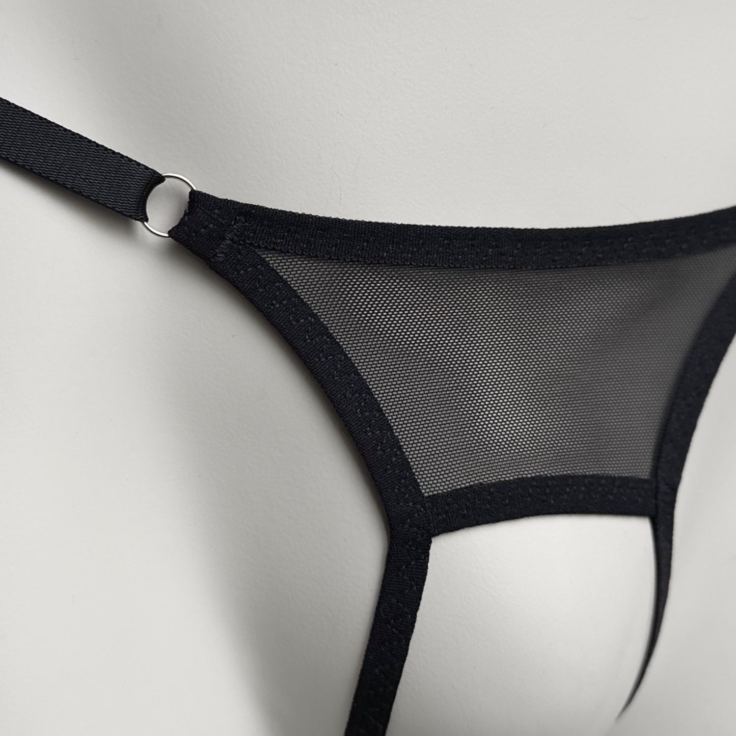 Crotchless Mesh Thong (Black)