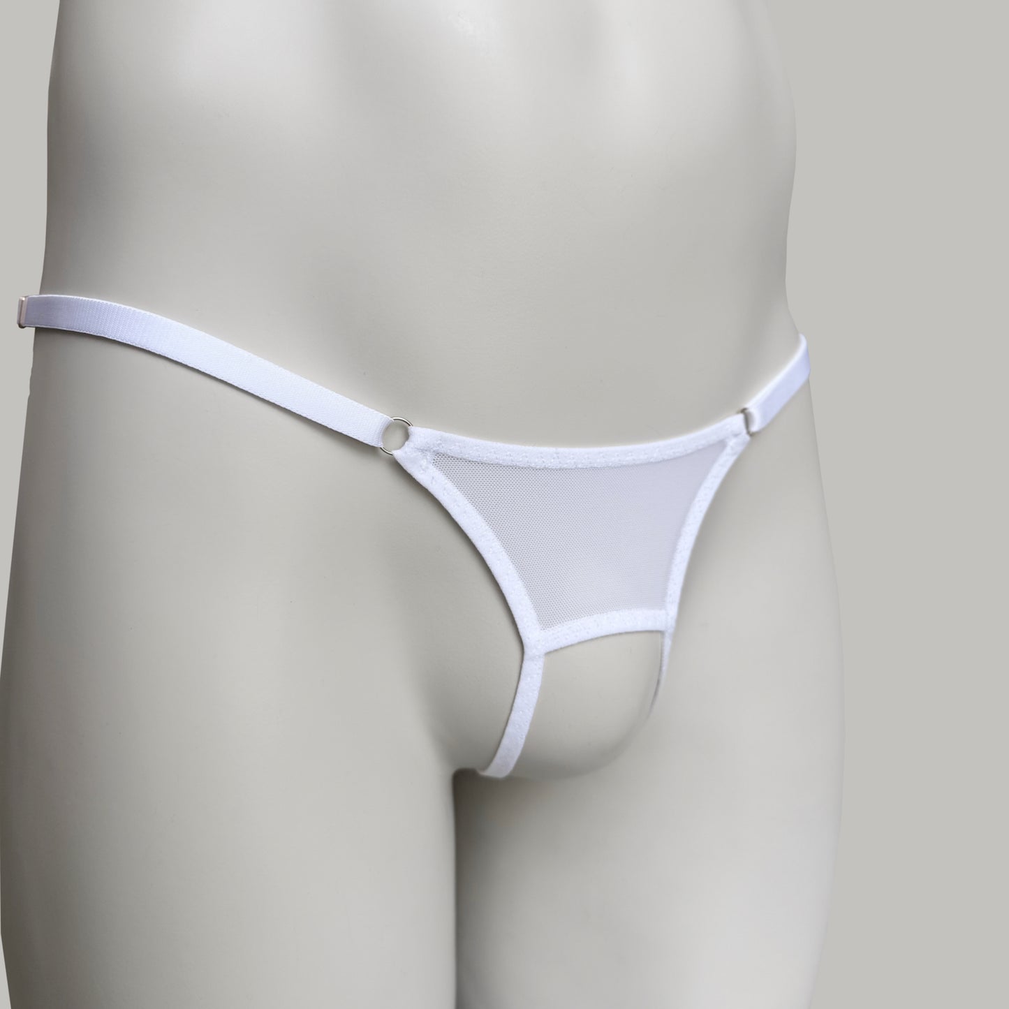 Crotchless Mesh Thong (White)