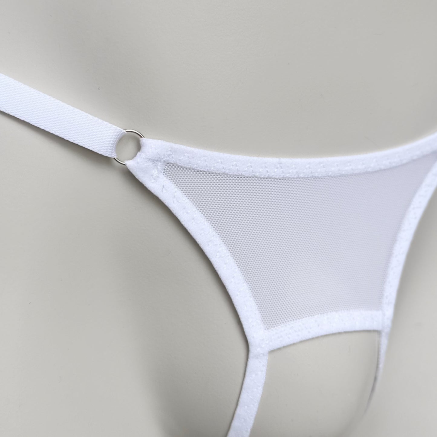 Crotchless Mesh Thong (White)