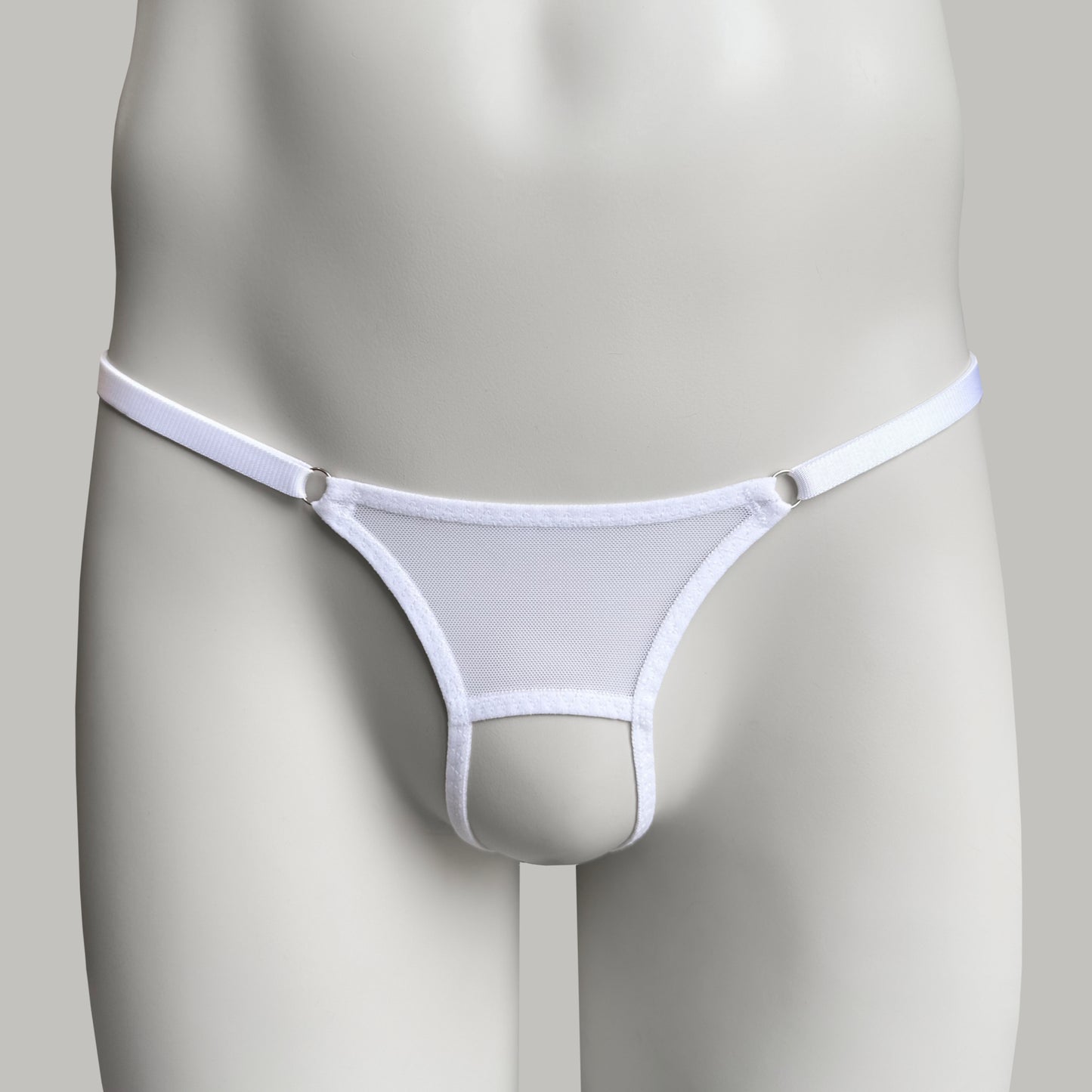 Crotchless Mesh Thong (White)