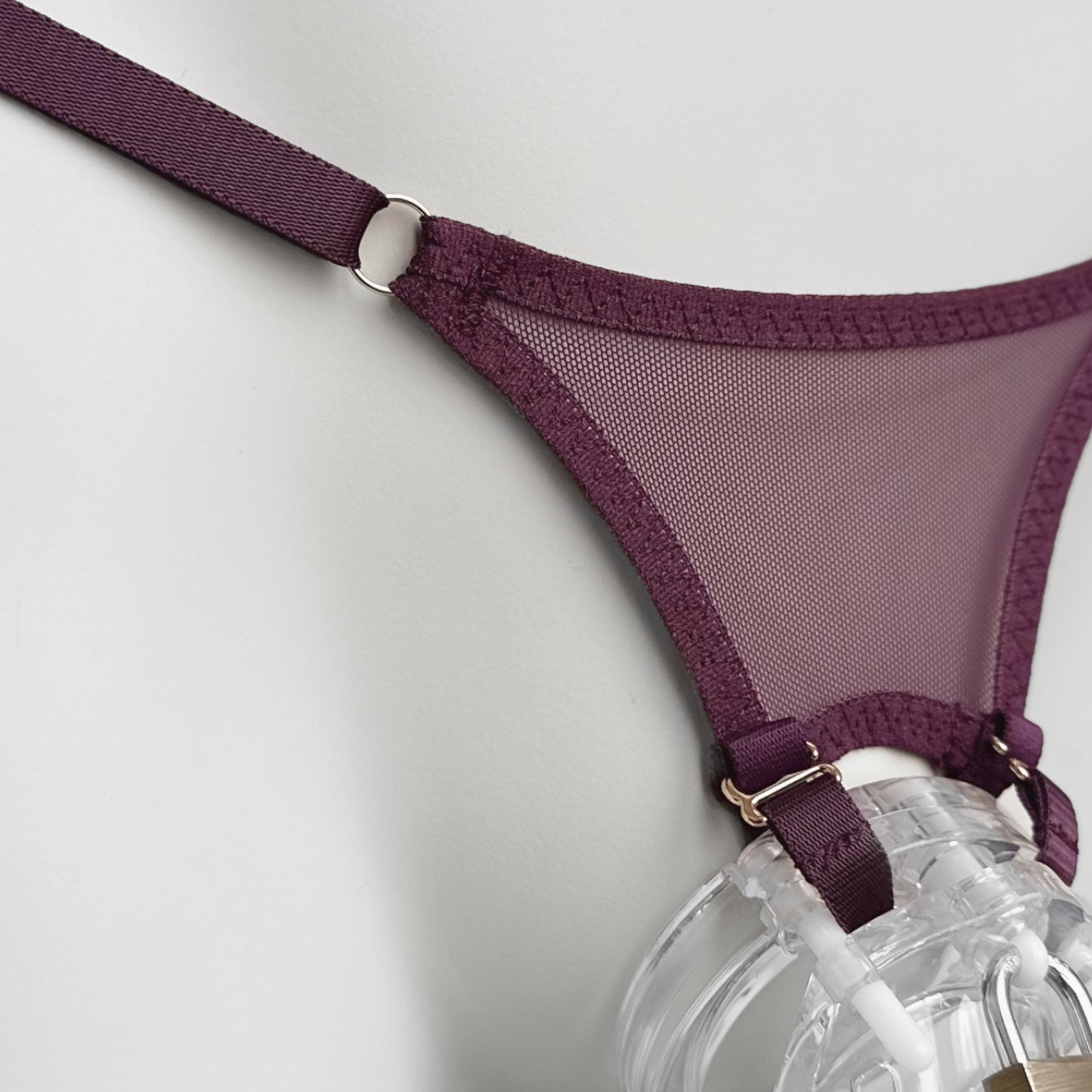 Mesh Support Thong For Chastity Cage (Burgundy)
