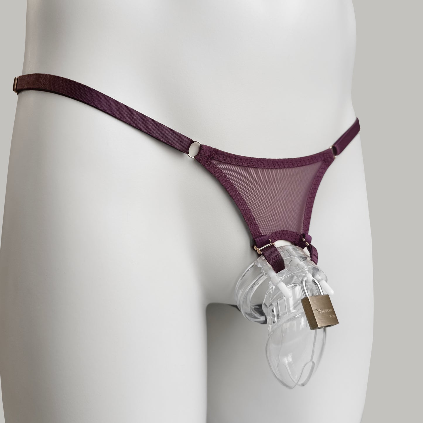 Mesh Support Thong For Chastity Cage (Burgundy)