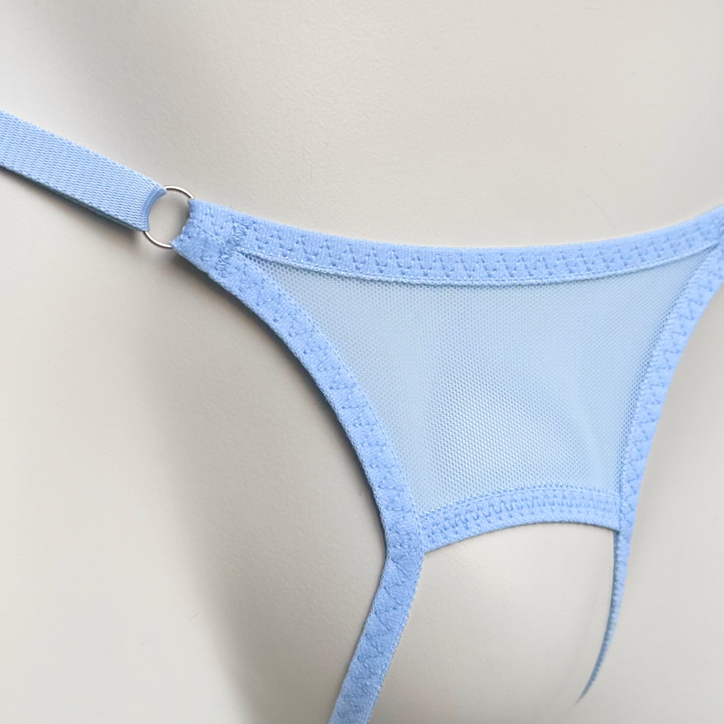 Crotchless Mesh Thong (Sky Blue)
