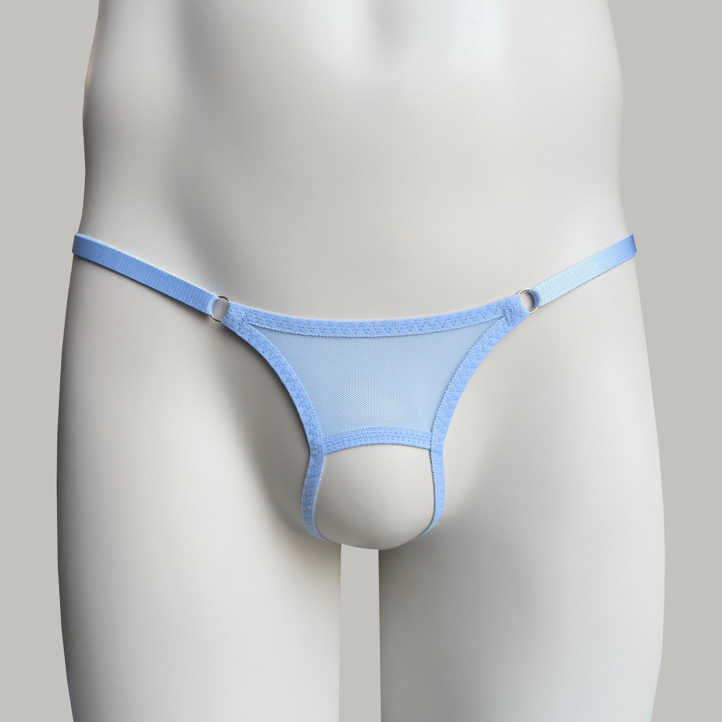 Crotchless Mesh Thong (Sky Blue)