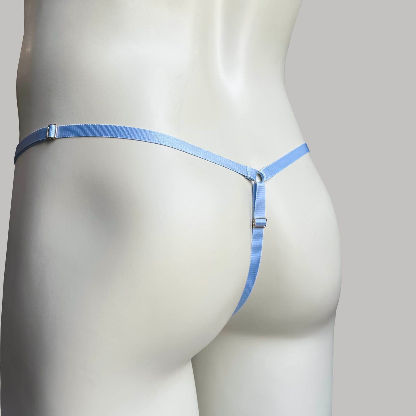 Male Mesh Chastity Cage Support Thong Sky Blue