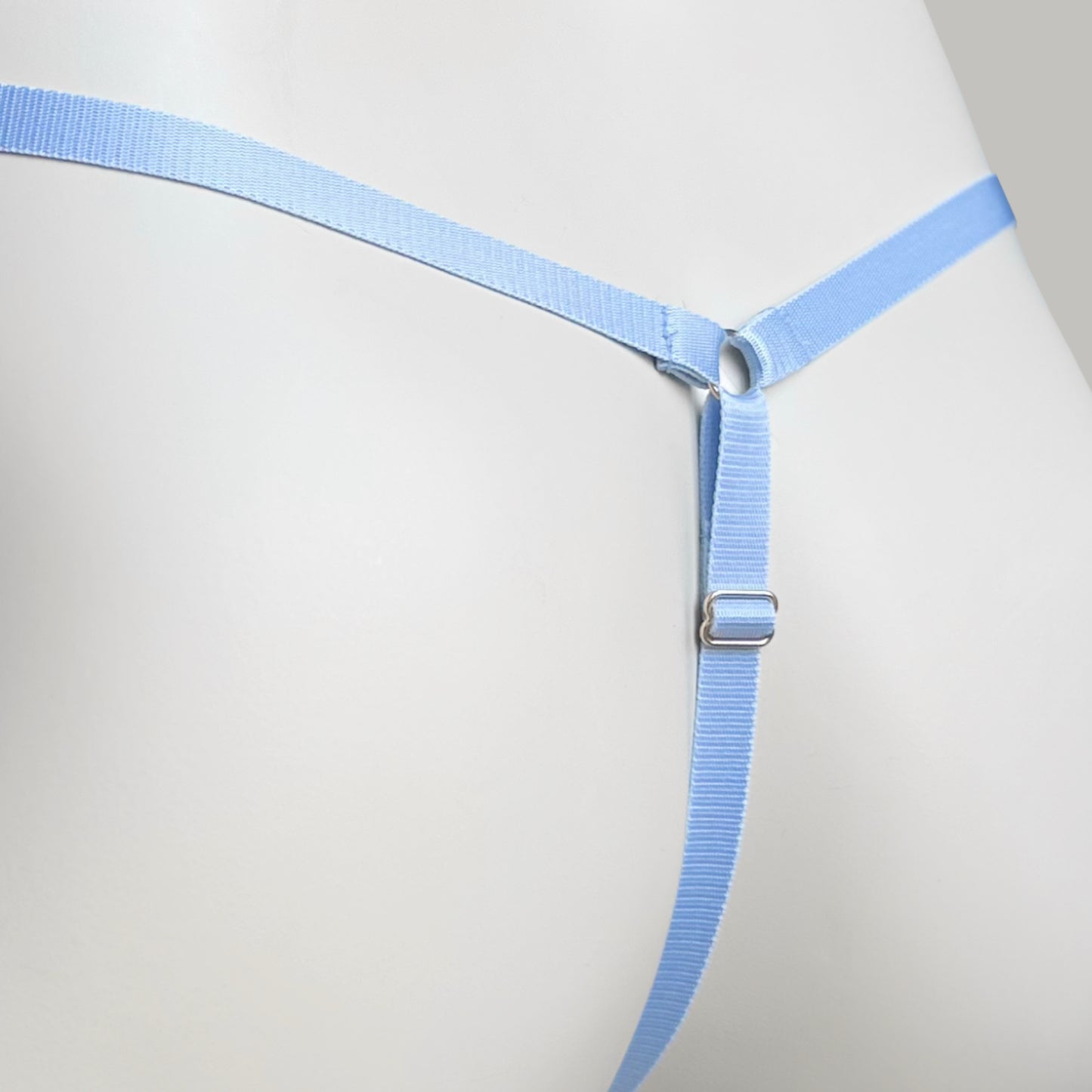 Crotchless Mesh Thong With Bows (Sky Blue)