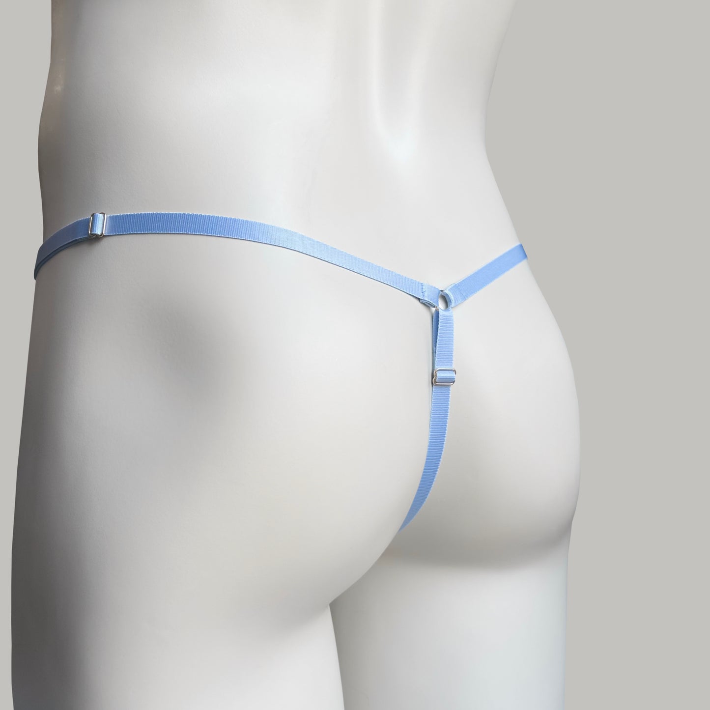 Crotchless Mesh Thong With Bows (Sky Blue)