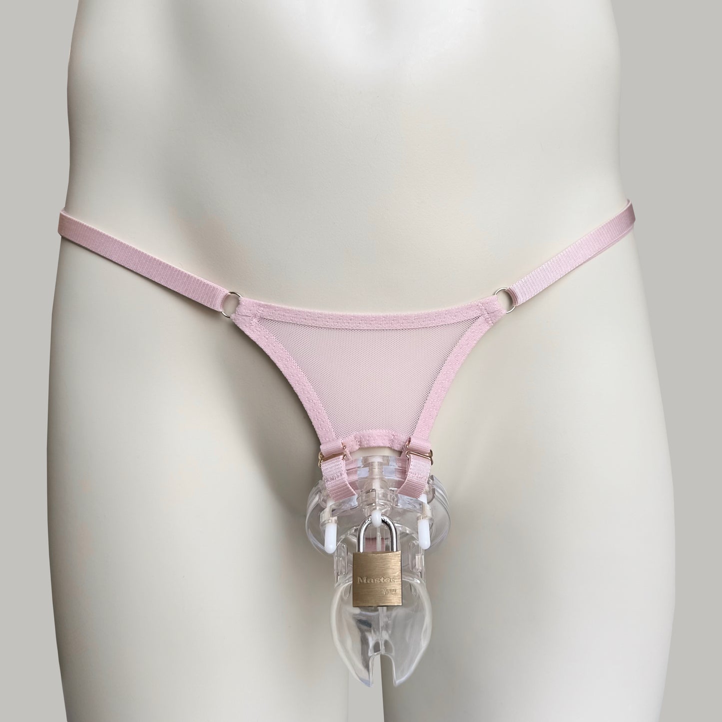 Mesh Support Thong For Chastity Cage (Dusty Rose)
