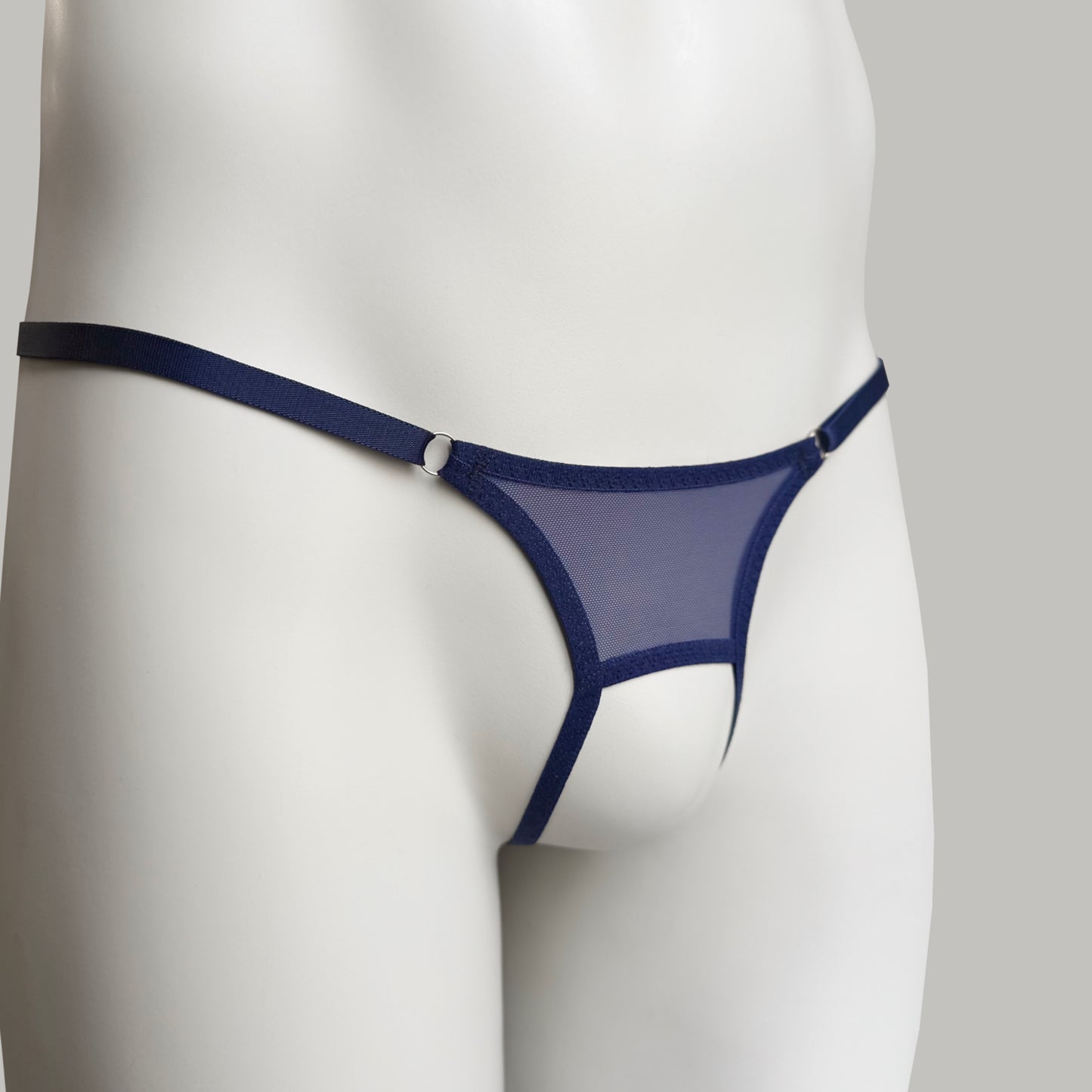 Crotchless Mesh Thong (Navy)