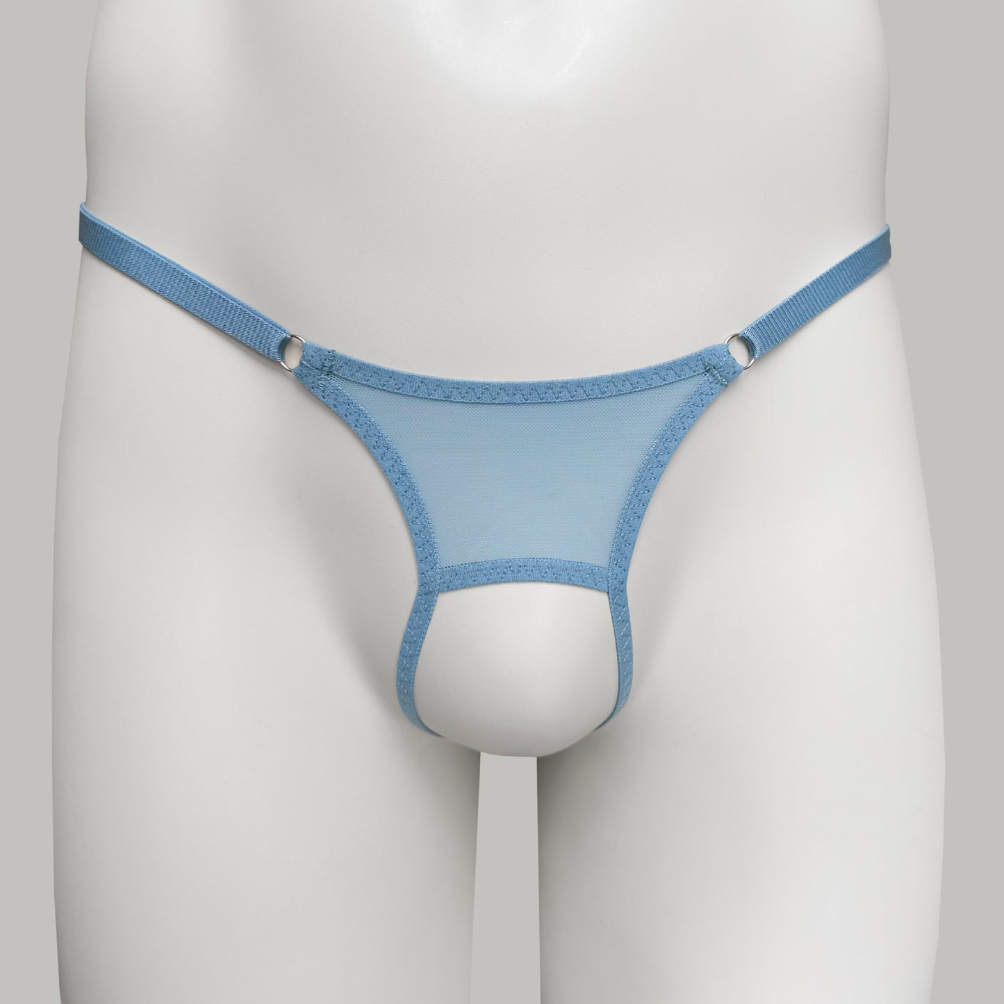 Crotchless Mesh Thong (Dusty Blue)