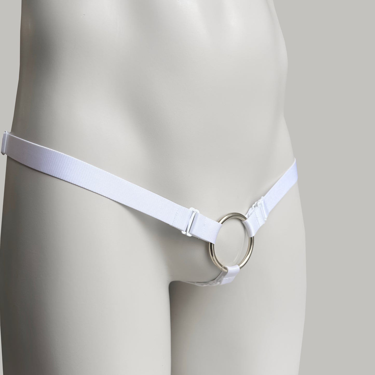 Monochrome Three Straps Support Belt For Chastity Cage (White)