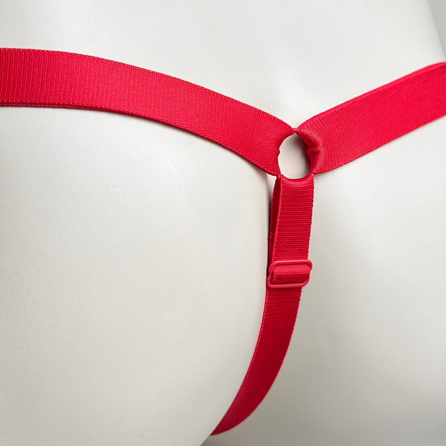 Monochrome Three Straps Chastity Cage Support Belt Red