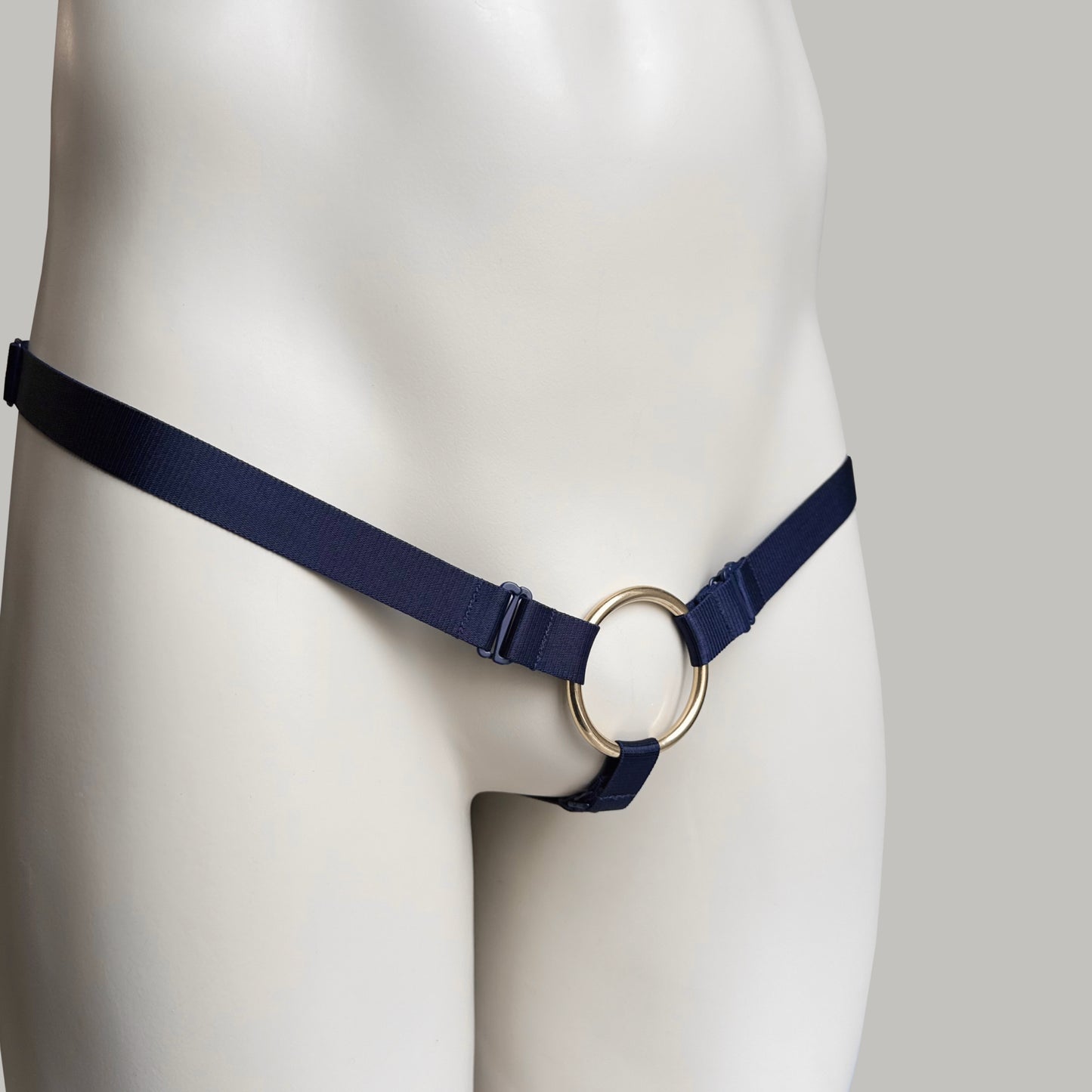Monochrome Three Straps Chastity Cage Support Belt Navy