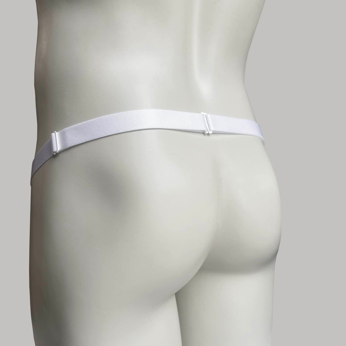 Monochrome Two Straps Chastity Cage Belt White