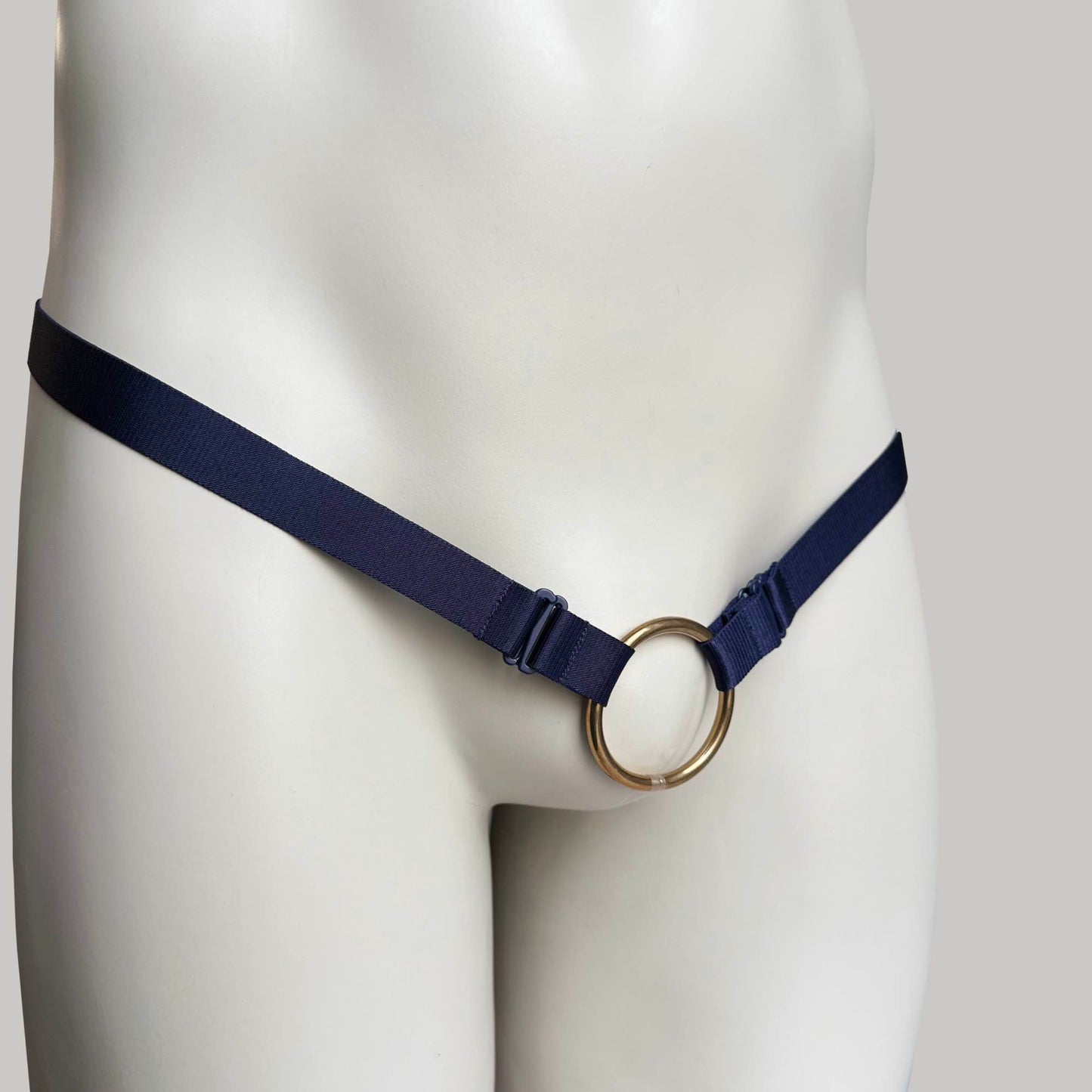 Monochrome Two Straps Chastity Cage Belt Navy