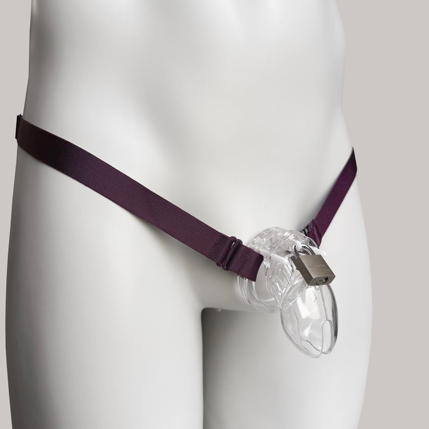 Monochrome Two Straps Chastity Cage Belt (Burgundy)