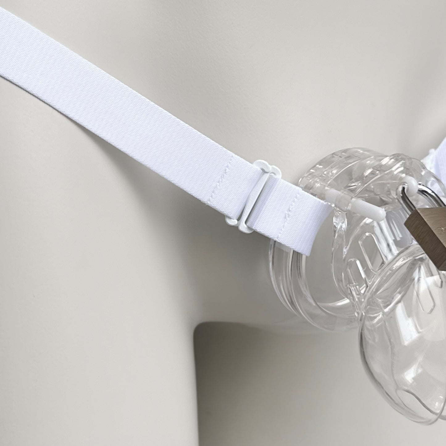 Monochrome Two Straps Support Belt For Chastity Cage (White)