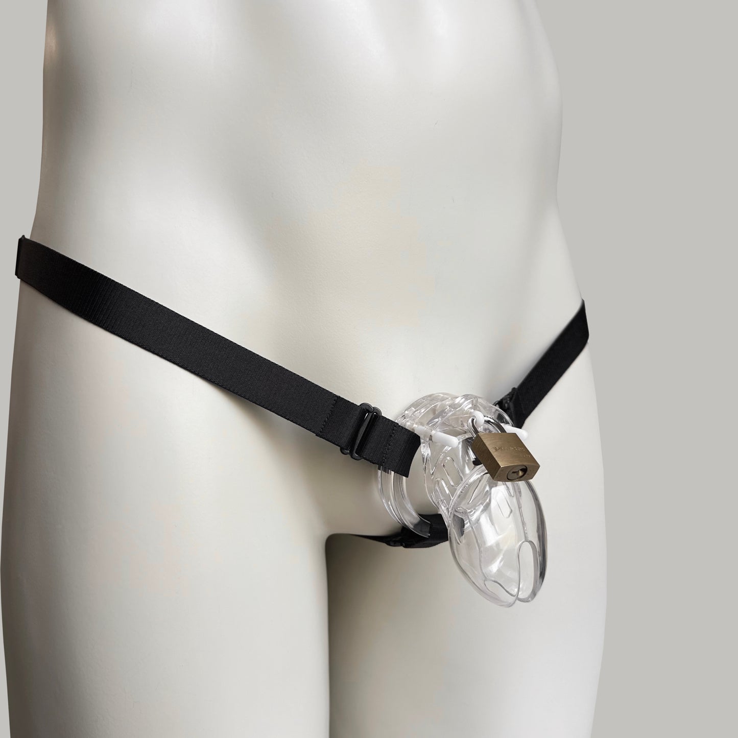 Monochrome Three Straps Chastity Cage Support Belt Black