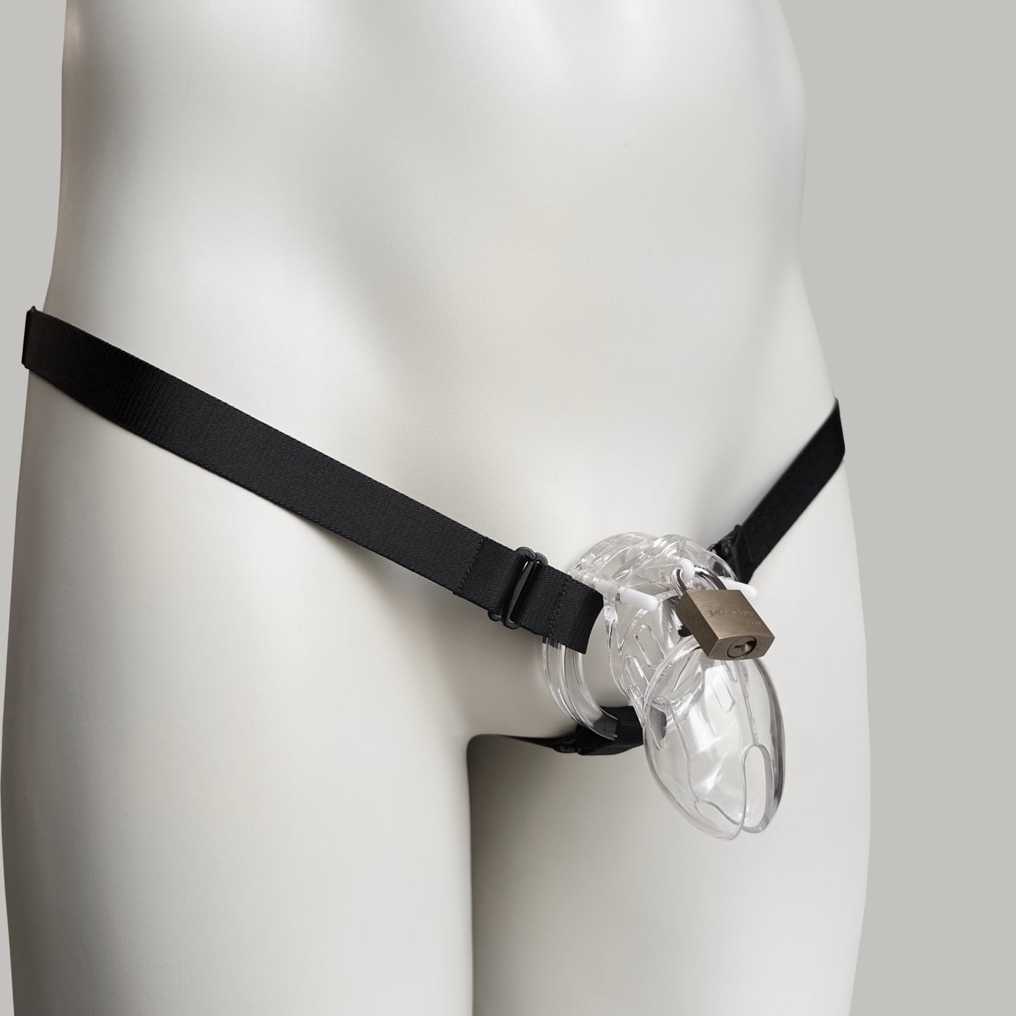 Monochrome Three Straps Chastity Cage Support Belt (Black)
