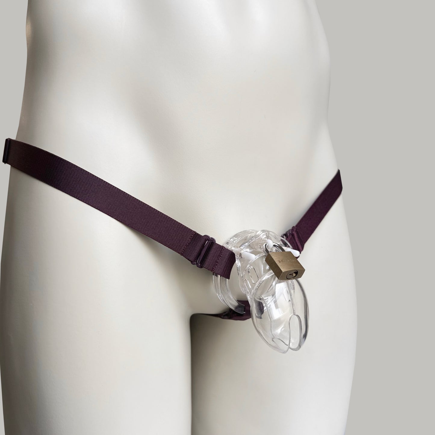 Monochrome Three Straps Chastity Cage Support Belt Burgundy
