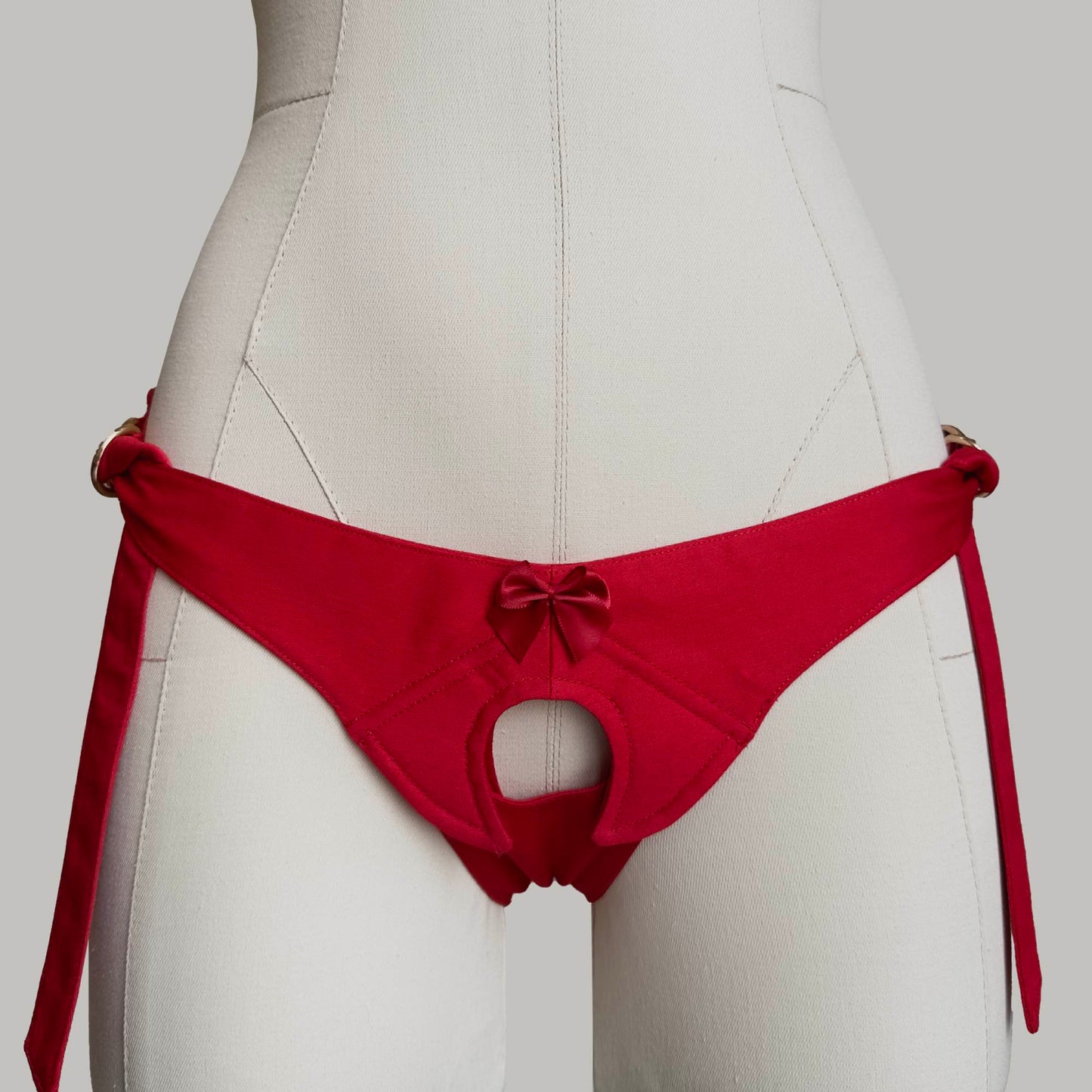 Classic Velcro Mid Rise Strap On Harness Red