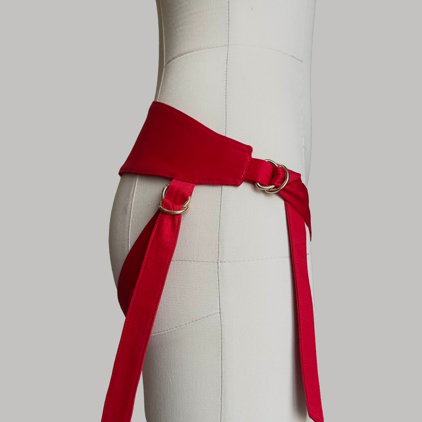 Classic Velcro Mid Rise Strap On Harness Red