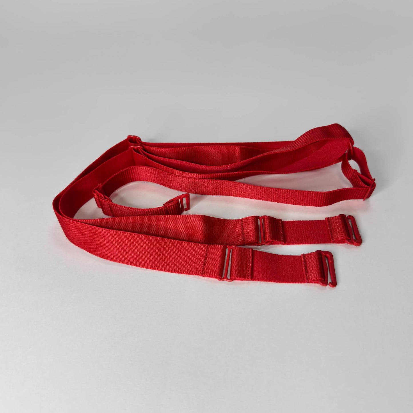 Monochrome Three Straps Chastity Cage Support Belt Red