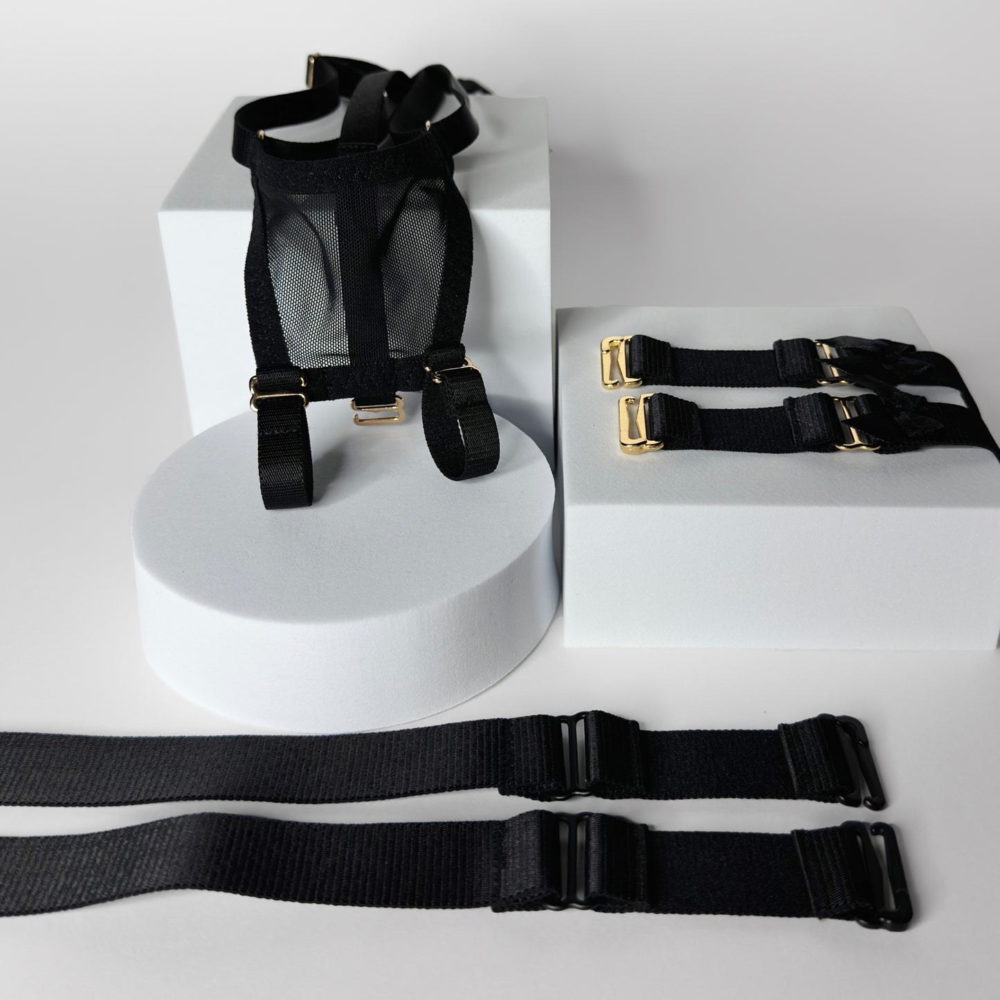 Monochrome Two Straps Support Belt For Chastity Cage (Black)