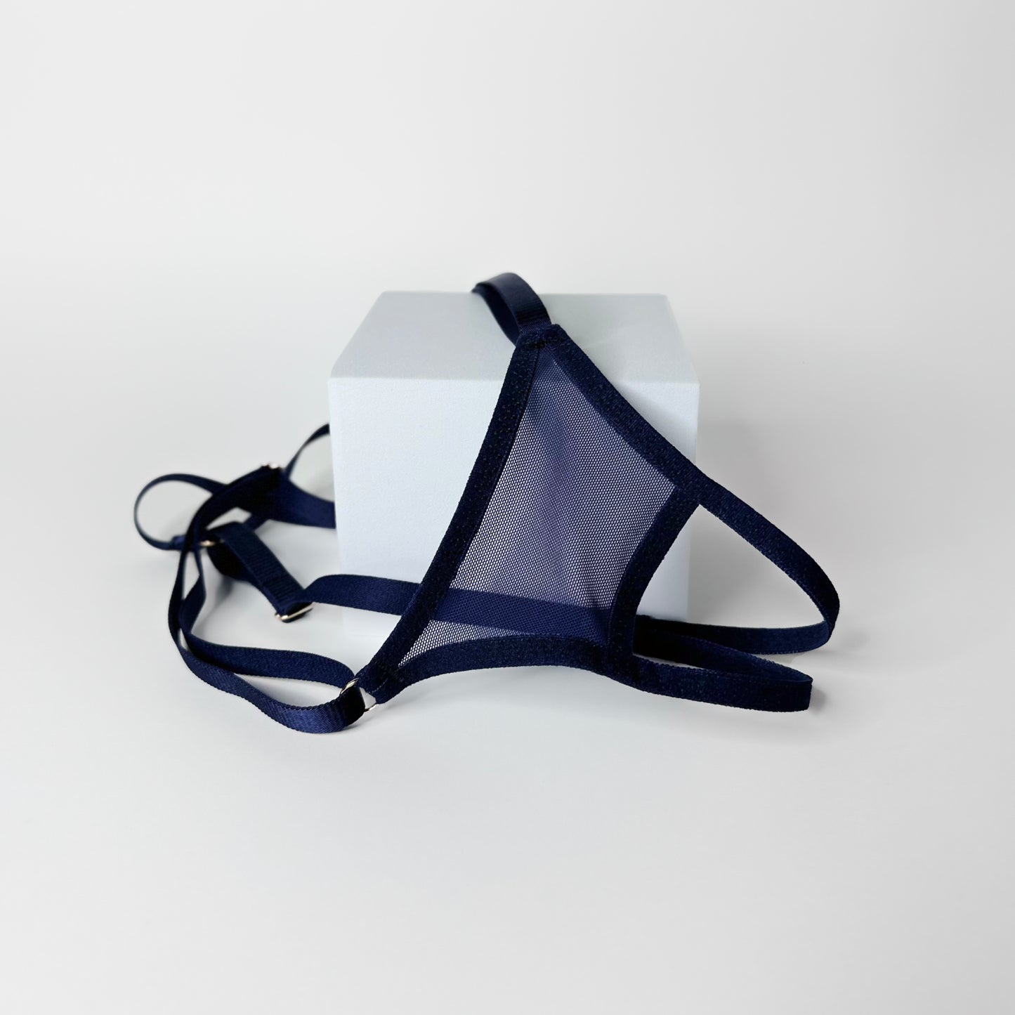 Crotchless Mesh Thong (Navy)