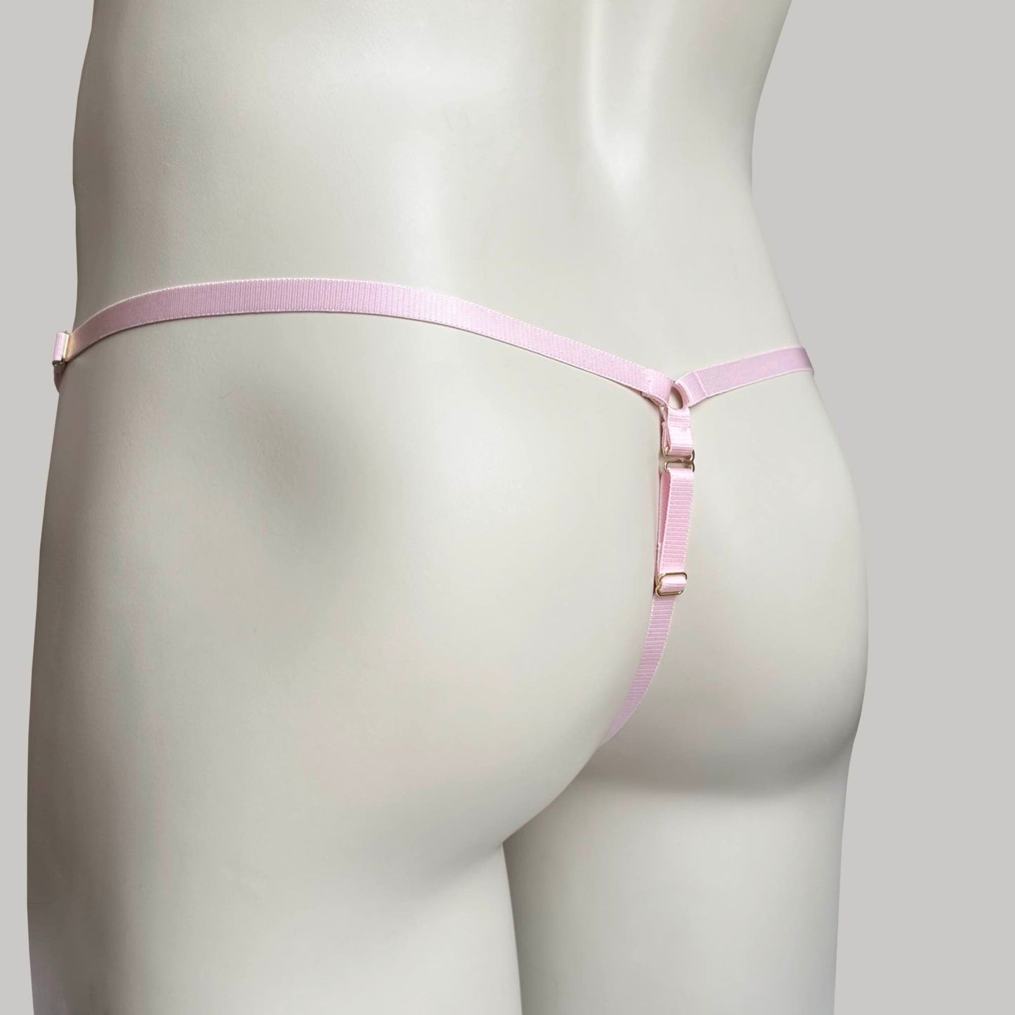 Male Mesh Chastity Cage Support Thong (Pink)