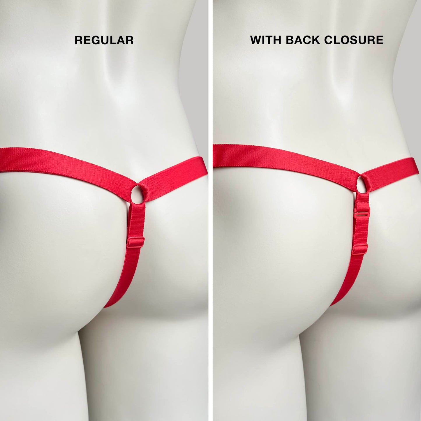 Monochrome Three Straps Chastity Cage Support Belt Red
