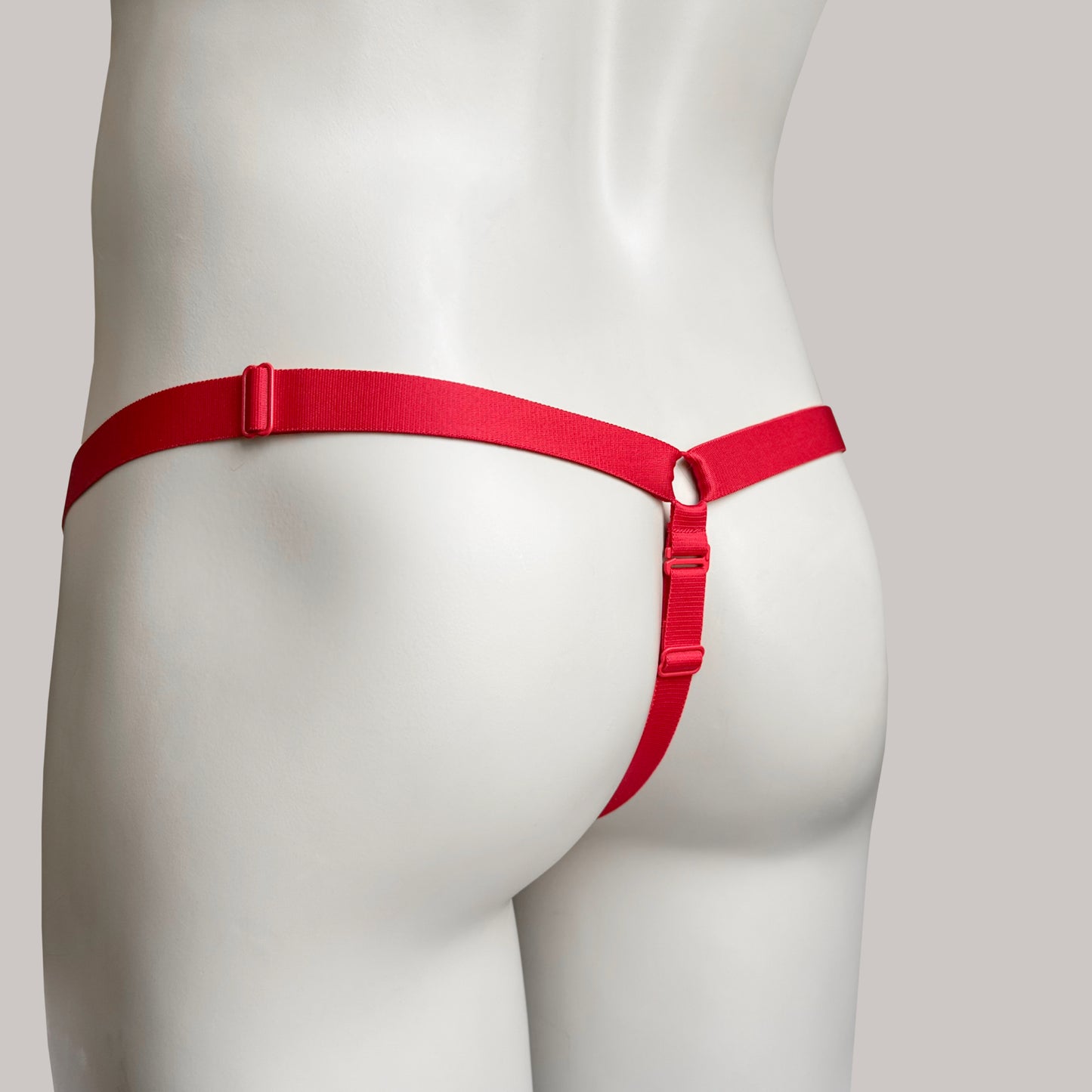 Monochrome Three Straps Chastity Cage Support Belt Red