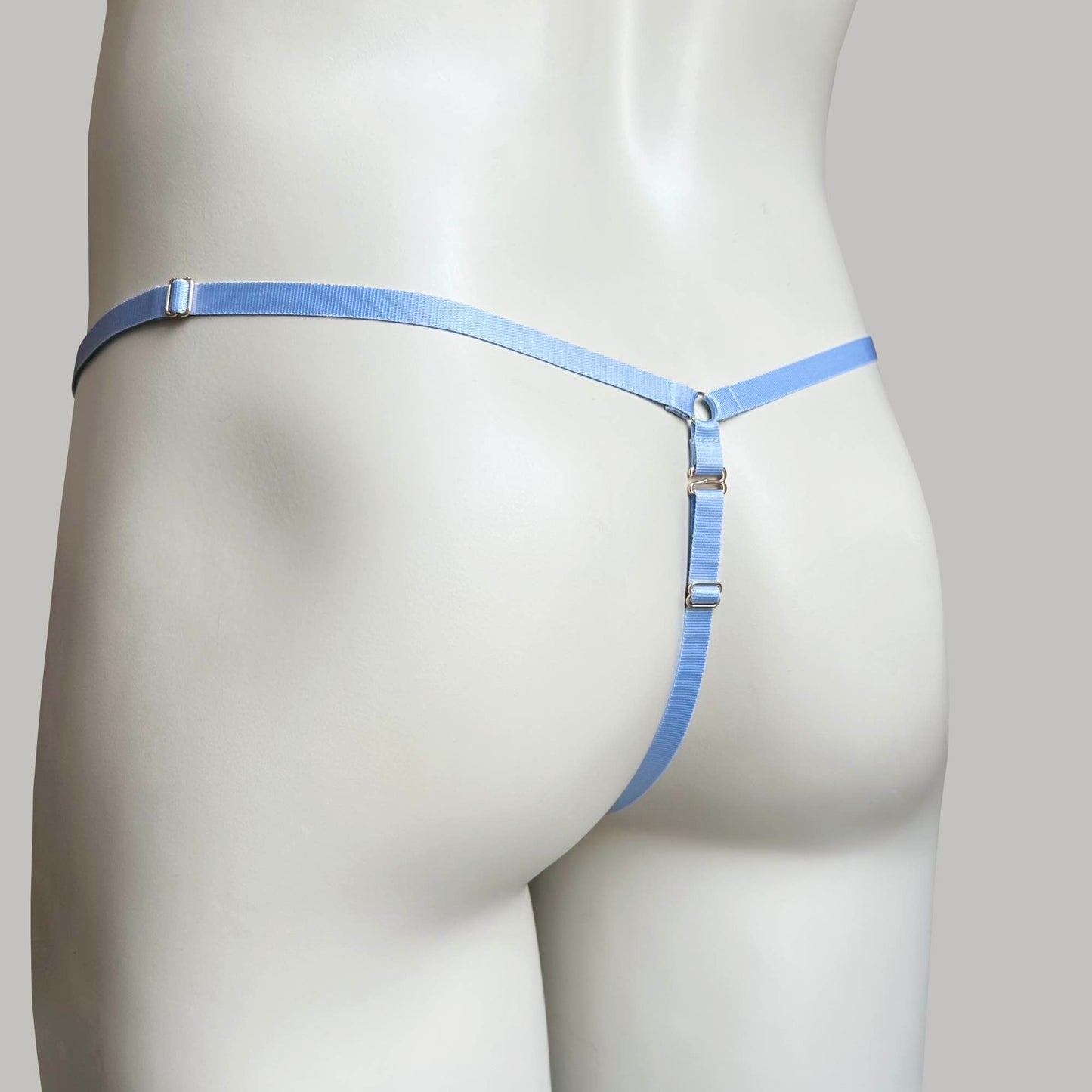 Male Mesh Chastity Cage Support Thong Sky Blue