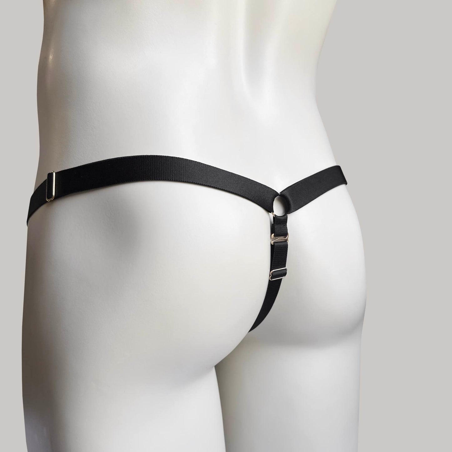 Male Sissy Three Straps Chastity Cage Support Belt Black