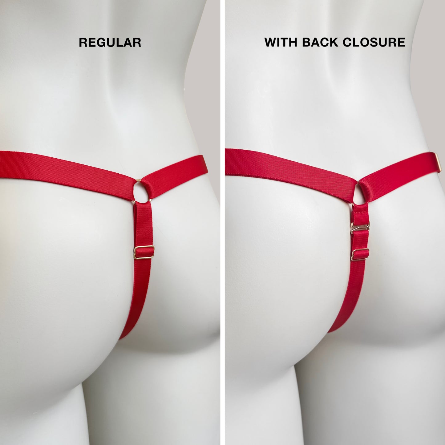 Male Bow Three Straps Chastity Cage Support Belt Red