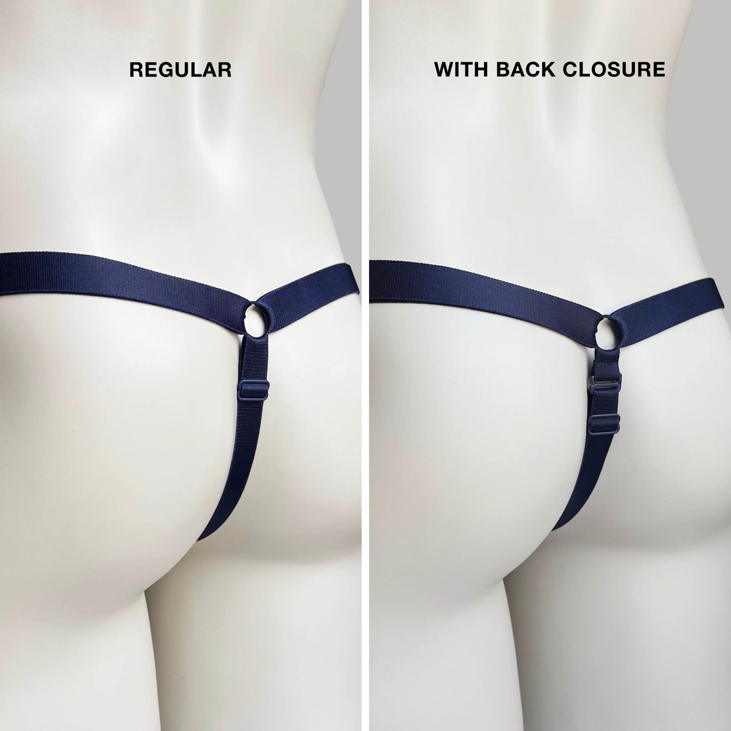 Monochrome Three Straps Chastity Cage Support Belt Navy