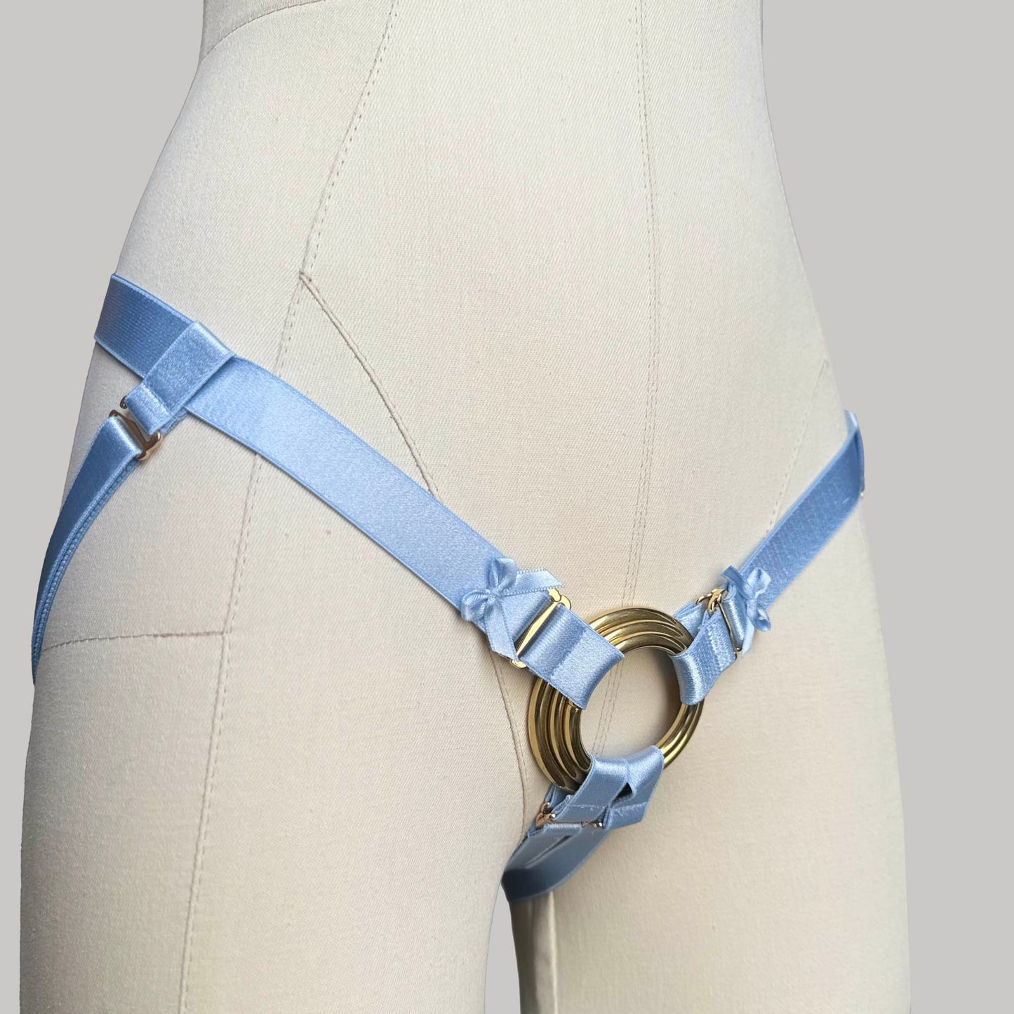 Elastic Strap On Harness "Selene" (Sky Blue)