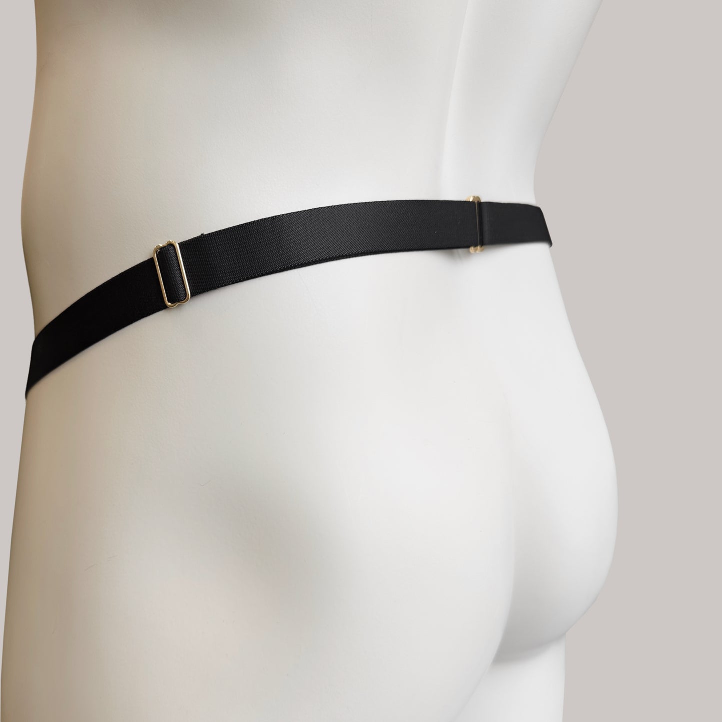 Male Two Straps Chastity Cage Belt Black