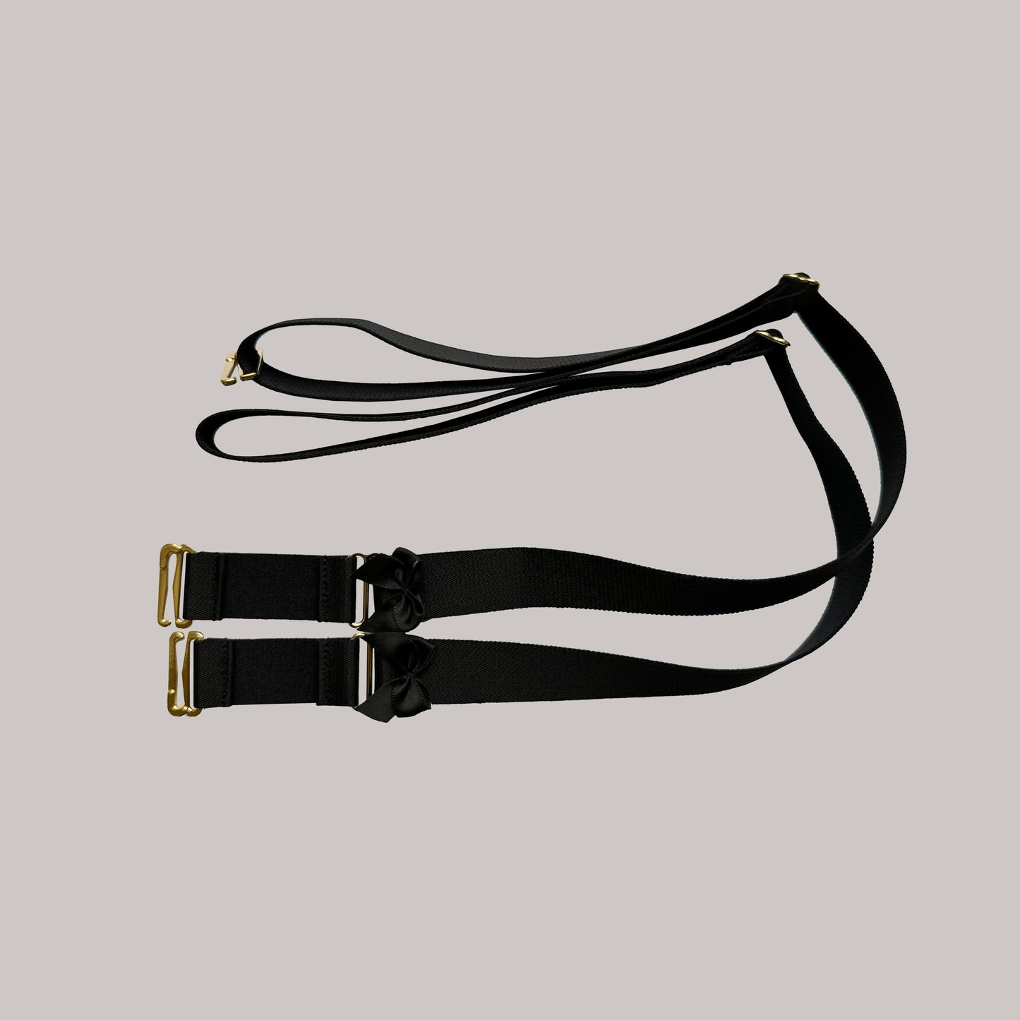 Male Two Straps Bow Chastity Cage Belt Black