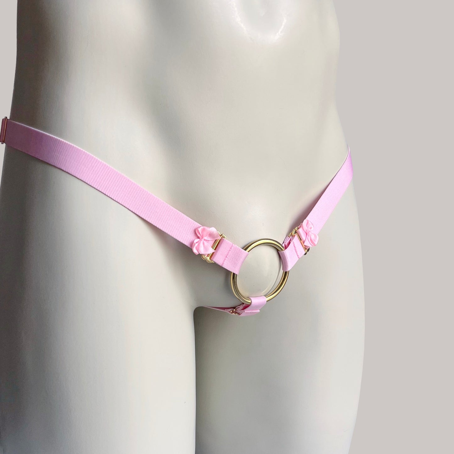 Male Sissy Three Straps Chastity Cage Support Belt Black