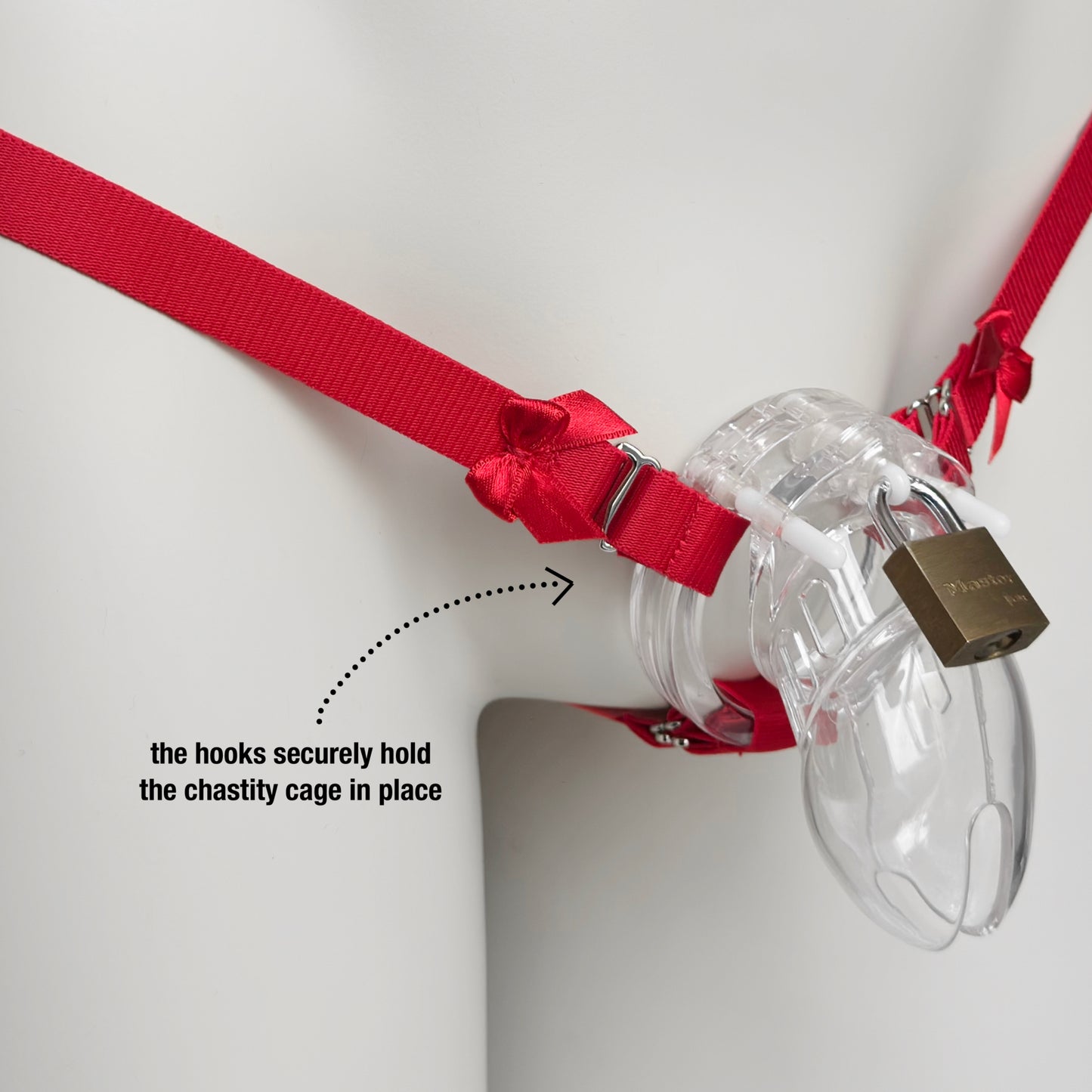Sissy Three Straps Support Belt For Chastity Cage (Red)