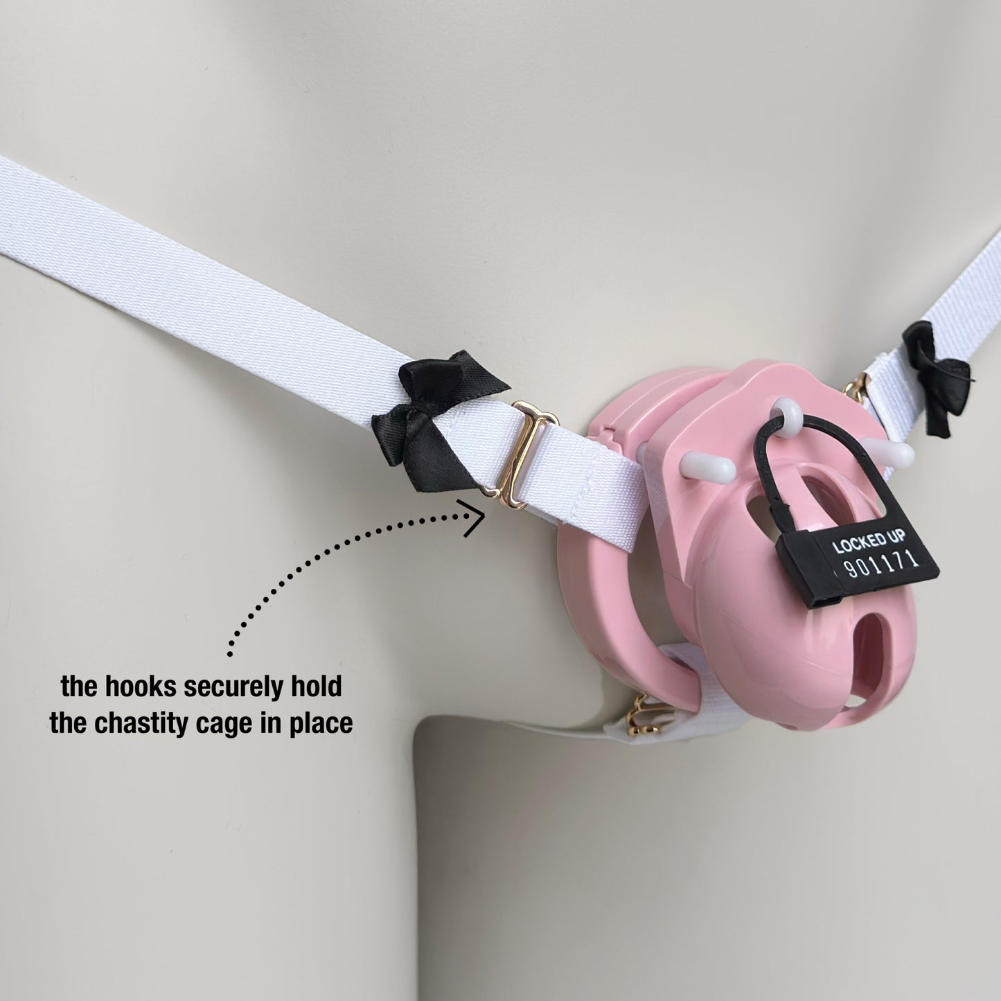 Sissy Three Straps Support Belt For Chastity Cage (Black and White)