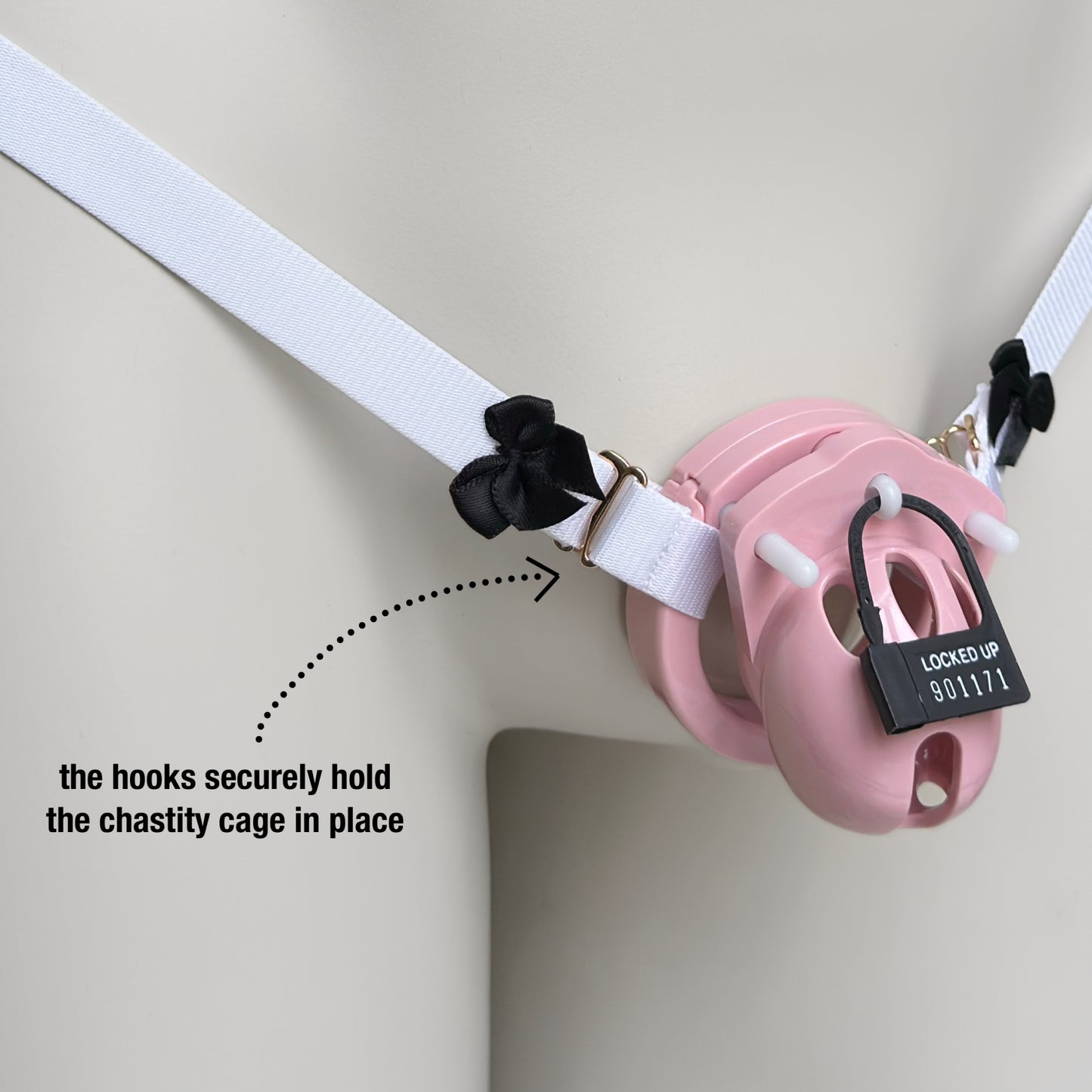 Sissy Two Straps Support Belt For Chastity Cage (Black and White)