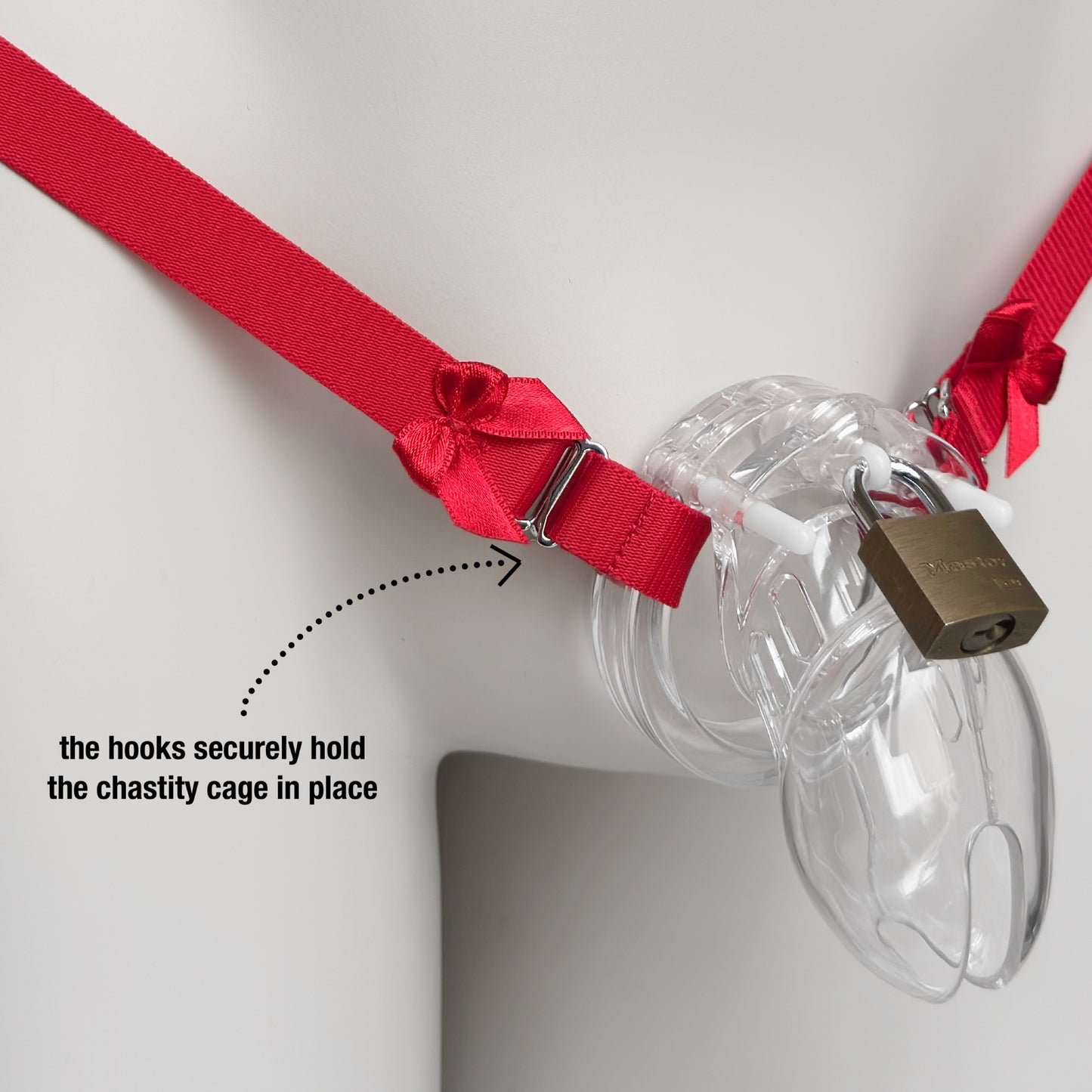 Sissy Two Straps Support Belt For Chastity Cage (Red)